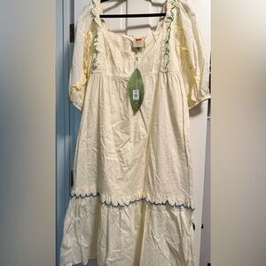 Farm Rio off white puff sleeve dress